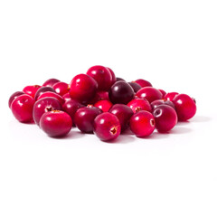Heap of cranberries isolated on a white background.