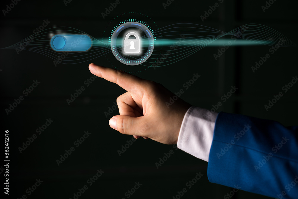 Poster graphics padlock for web data information security application system