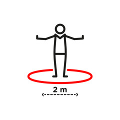 Social distancing line icon. Keep the 1-2 meter distance. Coronavirus epidemic protective. Vector illustration. Included icons as self quarantine, stay home, protection, avoid crowded, space, area.
