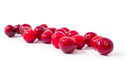 Heap of cranberries isolated on a white background.