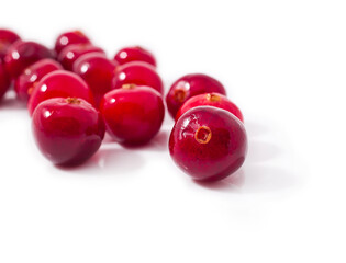 Heap of cranberries isolated on a white background.