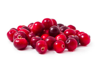 Heap of cranberries isolated on a white background.