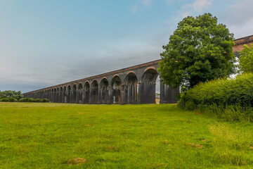 A view towards the western end of the Harringworth railway viaduct, the longest masonry viaduct in the UK