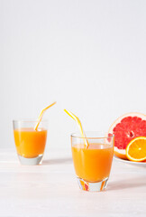 Grapefruit and orange juice, summer refreshing citrus drink