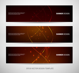 set of vector banners with glowing background