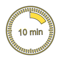 A clock icon indicating the time span of 10 minutes. The time span is ten minutes on the clock