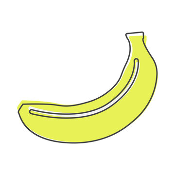 Vector banana icon cartoon style on white isolated background.