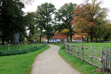 rural farm landscape in Bokrijk, Belgium