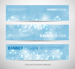 set of vector banners with sparkles and waves