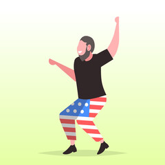 Fototapeta na wymiar man in usa flag pants having fun 4th of july american independence day celebration concept full length vector illustration