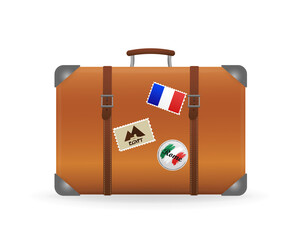 Vintage 3d illustration with suitcase on white background. Retro suitcase, great design for any purposes.