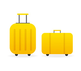 Vintage flat illustration with yellow suitcase icons. Vacation, holiday. Simple, isolated vector illustration.