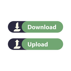 vector download and upload button, isolated white background