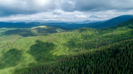 Fototapeta na wymiar Drone photo of mountain landscape in Carpathian.