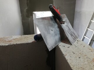 Craftsman plaster tools. Polished trowel,  putty scraper and trowel