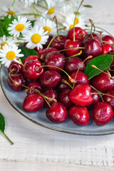 Fresh organic sweet cherries