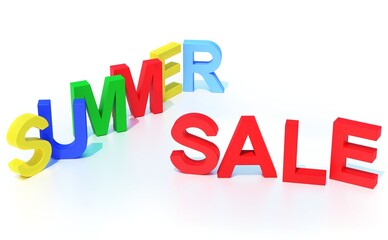 Colorful big letters of summer sale 3D illustration.