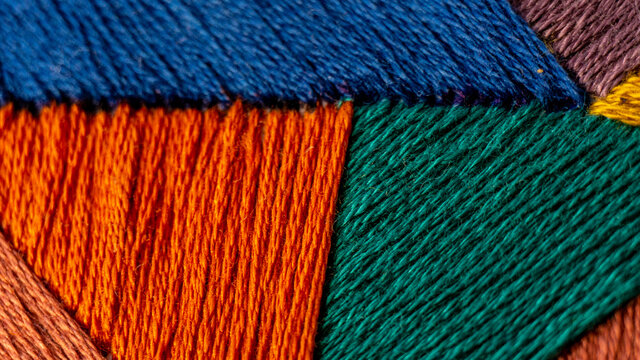 Closeup of colorful stitching