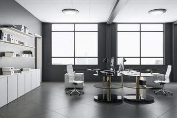 Office interior with city view