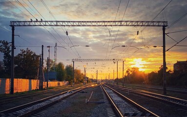 railway at sunset