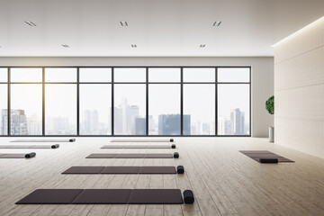 Contemporary studio with yoga mats