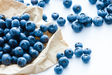 Tasty blueberries isolated on white background. Blueberries are antioxidant organic superfood.