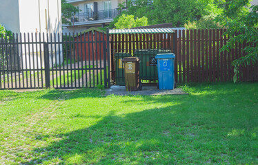 Tanks for sorting garbage. Waste recycling