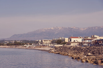 Fototapeta na wymiar Peaceful Kolymbari village in Northern sea coast of Crete, Greece.
