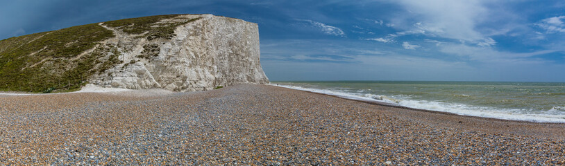 Fototapeta na wymiar Severn Sisters white cliffs over the ocean, Cuckmere, in the South Downs National Park, East Sussex, UK