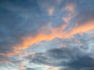 red sky with clouds
