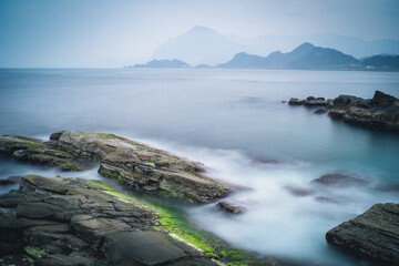 Coastal Landscape of Chaojing Park in Zhongzheng District, Keelung, Taiwan.