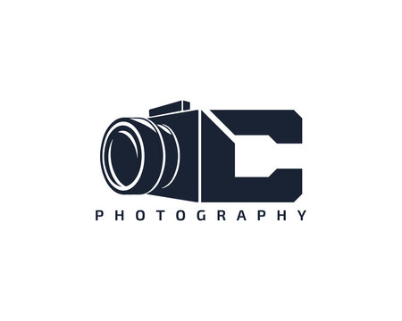 Initial Letter C Camera photography filmmaker logo design 