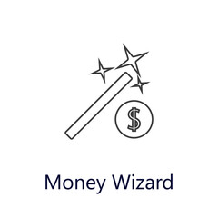 Money wizard icon. Vector illustration. Flat icon