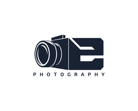 Initial Letter E Camera photography filmmaker logo design 