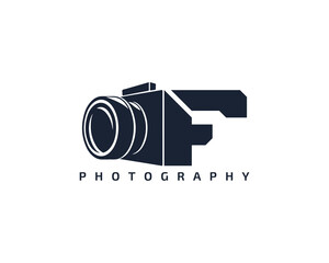Initial Letter F Camera photography filmmaker logo design 