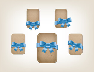 vector old cardboard banners with ribbon bow knots