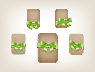 vector old cardboard banners with ribbon bow knots