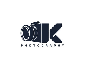 Initial Letter K Camera photography filmmaker logo design 