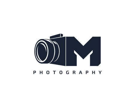 Initial Letter M Camera photography filmmaker logo design 