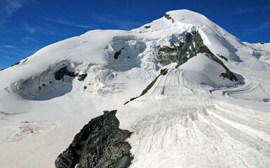 The Allalinhorn overlooks the summer ski paradise in Saas-Fee.