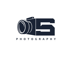 Initial Letter S Camera photography filmmaker logo design 