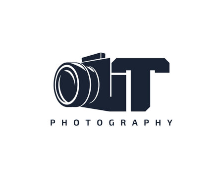 Initial Letter T Camera photography filmmaker logo design 