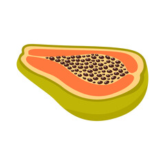 Papaya isolated on white background. Papaya flat icon. Half of papaya.Papaya isolated on white background. Papaya flat icon. Half of papaya.