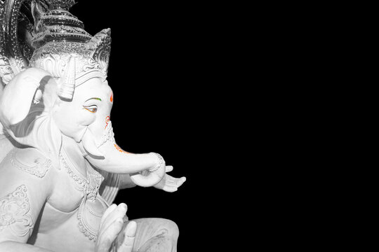 isolated image of a hindu God Lord Ganesh idol prepared for the annual festival