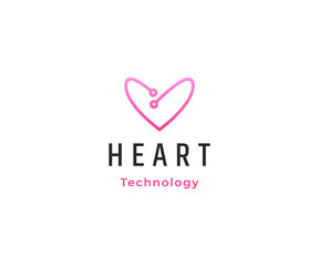 Heart technology logo design vector template
