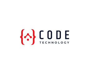 Code tech logo design vector template