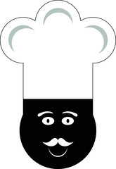 Chef vector, cara con gorro de chef, vector negro