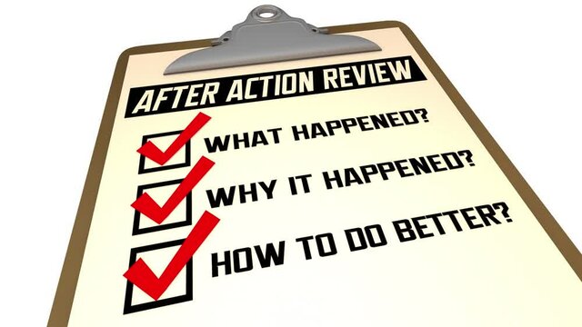 After Action Review Checklist Evaluation Steps Process 3d Animation