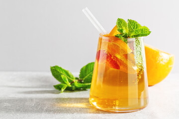 Fresh drink with orange and mint
