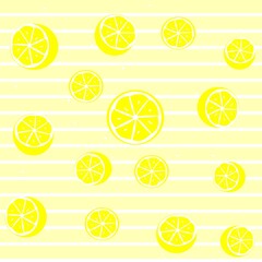 lemons seamless pattern on a striped background vector drawing